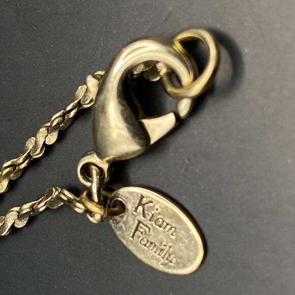 KIAM FAMILY by Lia Sophia Rhinestone Gold Tone Dome Pendant Necklace Reversible - Picture 9 of 9